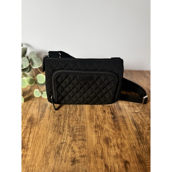 VERA BRADLEY |  Black Quilted Crossbody Mini Belt Bag - Picture 1 of 4